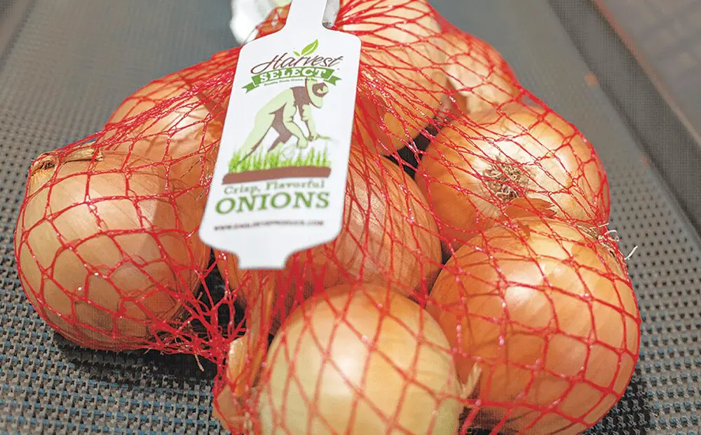 A Package of Onions in a Red Bag