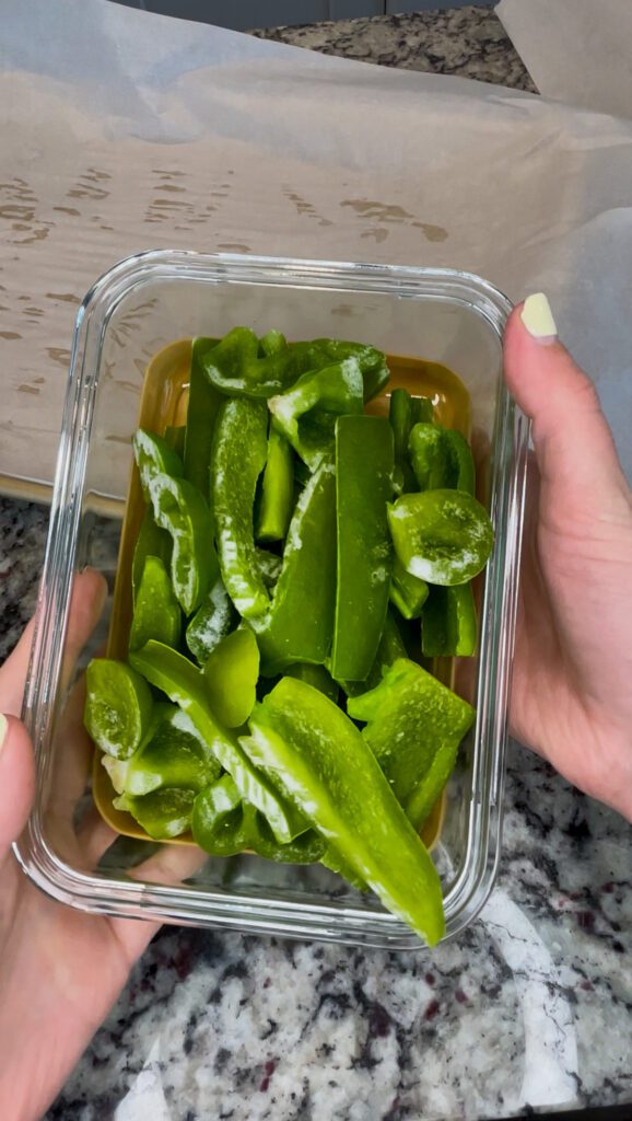 Bell peppers in storage container