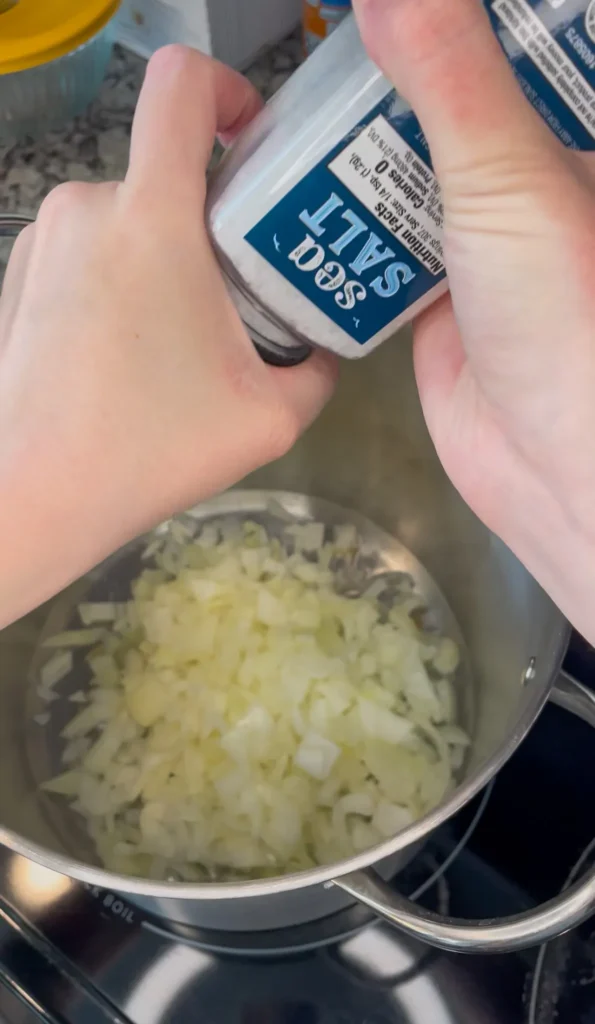 Cooking onions in pot