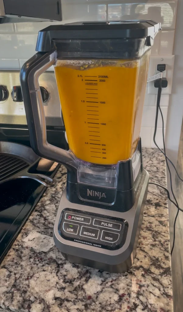 Blending soup in blender