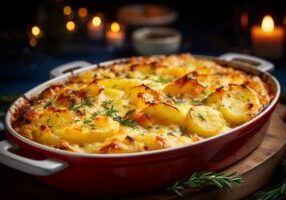 Classic Potatoes au Gratin christmas Dinner Food, generative ai